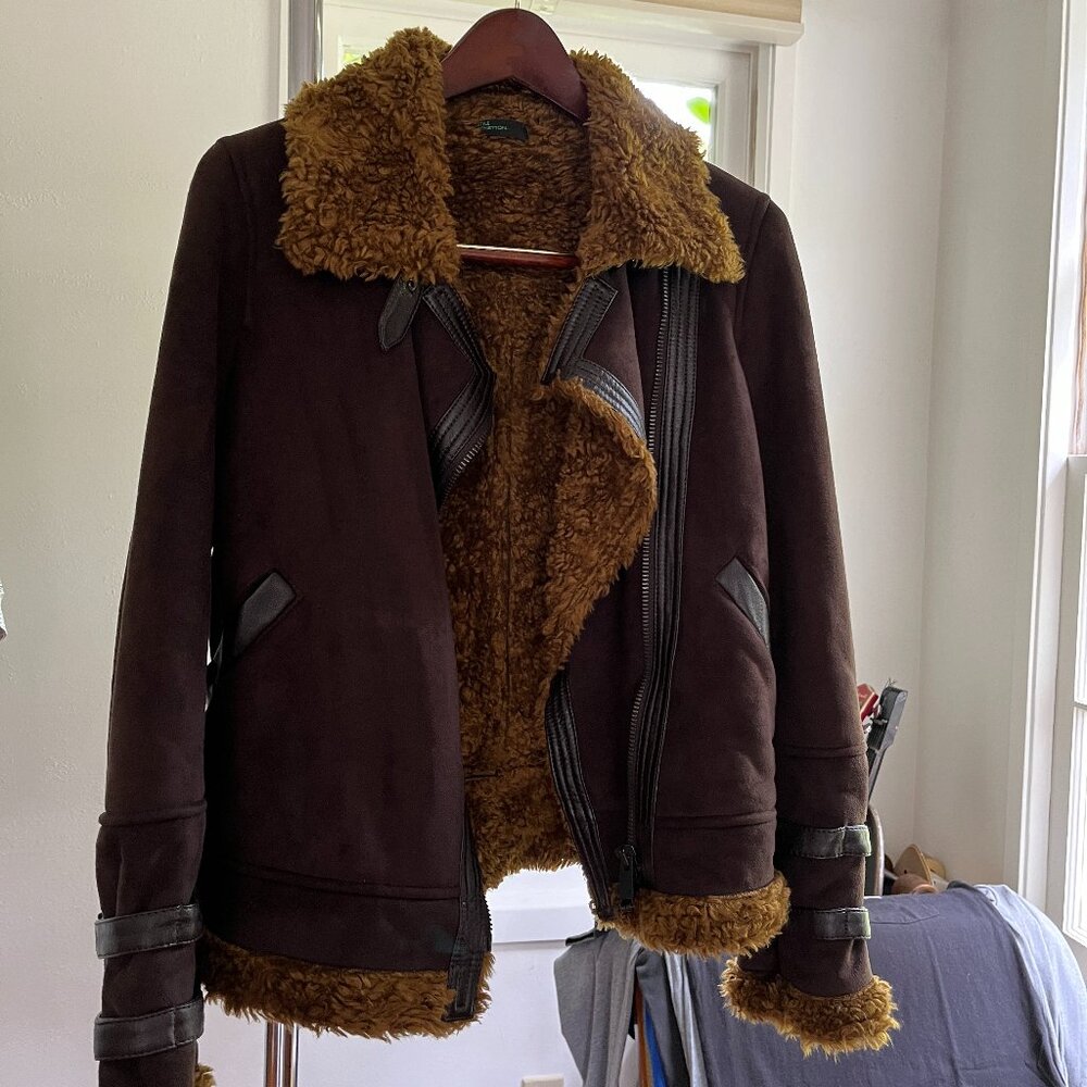 STILE BENNETON AVIATOR SHEIRLING JACKET